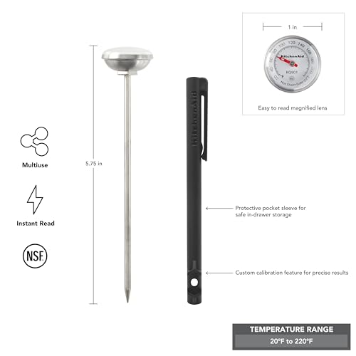 Image of KitchenAid KQ901 Instant Read Thermometer, TEMPERATURE RANGE: 20F to 220F, Black