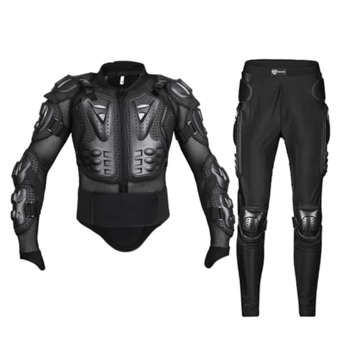 Baymate Cuerpo de Motocross con Almohadilla Transpirable Piezas de Protección de Moto Rodillera Equipo de Protección Armadura de Motocicleta (Set 1 Negro,M)