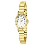 Dainty Gold Watches for Women, Easy to Read Ladies Analog Watch, 30M Waterproof, Luminous Dial, Stainless Steel Stretch Expansion Strap