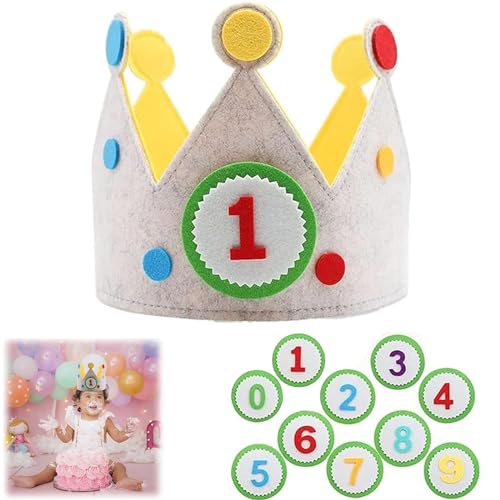 beejune Geburtstagskrone Mädchen, Krone Geburtstag, Geburtstagskrone Junge, Krone Kinder, Geburtstagskrone Musselin, Mit Auswechselbaren Zahlen Von 0-9, Für Kinder Geburtstag Party Supplies