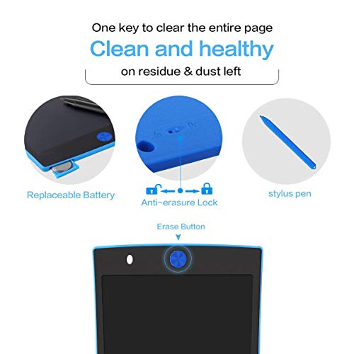 LCD Writing Tablet, 8.5-Inch Writing Board Doodle Board, Electronic Doodle Pads Drawing Board Gift for Kids and Adults at Home,School and Office (Blue)