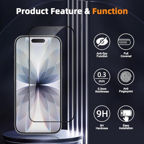 Image of FabeKee Privacy Screen Protector for iphone 17 9H Tempered Glass, Anti-Spy Protection, Scratch-Resistant, HD Clarity (1 Pack)