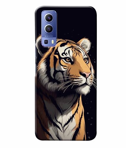 Image of Tiger Faces Animal Printed Hard Back Case Cover & Compatible for Vivo Y72 5G (Multicolor) - D1807