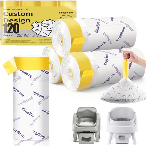 Image of 120 Count Automatic Cat Litter Box Liners Compatible with PetPivot AutoScooper 11 /12 and Similar Open Top Self Cleaning Litter Box, Heavy Duty Cat Litter Bags Liners with Drawstring, 25.19 inch x 11.8 inch