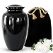 Modern Memorials Cremation Urn for Ashes - Large Urn for Man & Women - 200 Cubic Inches - Includes Velvet Storage Bag - Black
