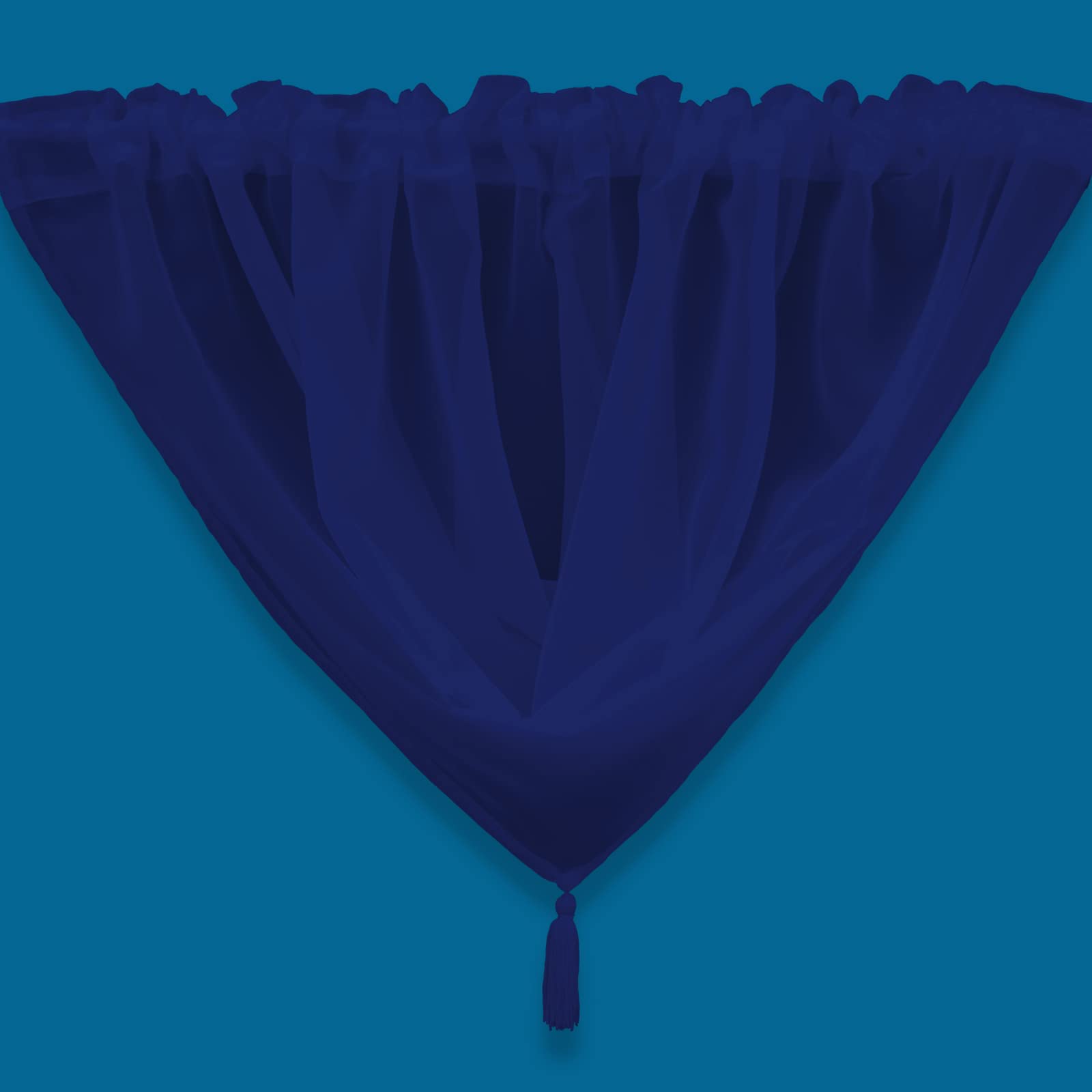 Netcurtainsuk Navy Plain Tasseled Voile Swags Net Curtains Voile Swag Valance Pelmet (Navy)