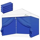 4 Pareti per Gazebo 3x3 Impermeabili e Anti-UV 99% - Teli Laterali per Tendone da Giardino, blu (Solo 4 Parti Laterali, Senza Struttura)