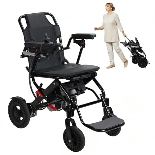 Foldable Electric Wheelchair 220 Lbs Capacity Electric Wheelchairs for Adults Portable 12 Miles Range Motorized Wheelchair for Seniors All Terrain Compact Lightweight Power Wheelchair
