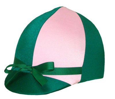 Equestrian Riding Helmet Cover - Pink and Green