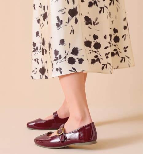 Mary Jane Ballet Flats for Women Dressy Comfortable Square Toe Buckle Strap Soft Work Flats Mary Jane Flats Shoes4