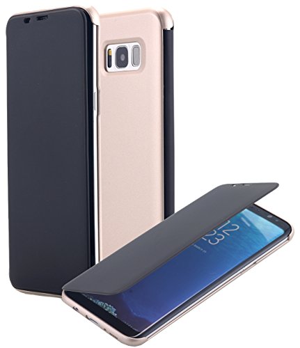 Galaxy S8 Case, Clear View Translucent Touch Sensible Ultra Thin Slim Window Front Flip Cover CaseShockproof Dirt Proof Flip Case Cover for Samsung Galaxy S8 (Black+Gold)