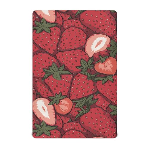 Image of Crib Sheet Breathable Soft Crib Mattress Sheet for Baby Toddler Boys Girls Fitted Crib Sheet Fit Standard Crib Mattress 39 x 27 Inch Cartoon Red Strawberry