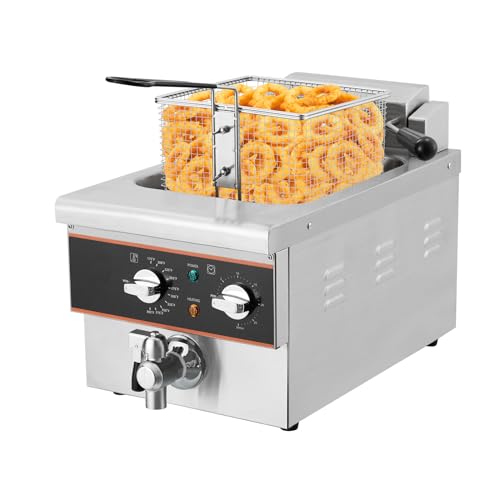 6L Electric Deep Fryer for Home & Restaurant - Oil Drain System, Timer, Rotary Fryer Head, Stainless Steel Design, and Large Capac