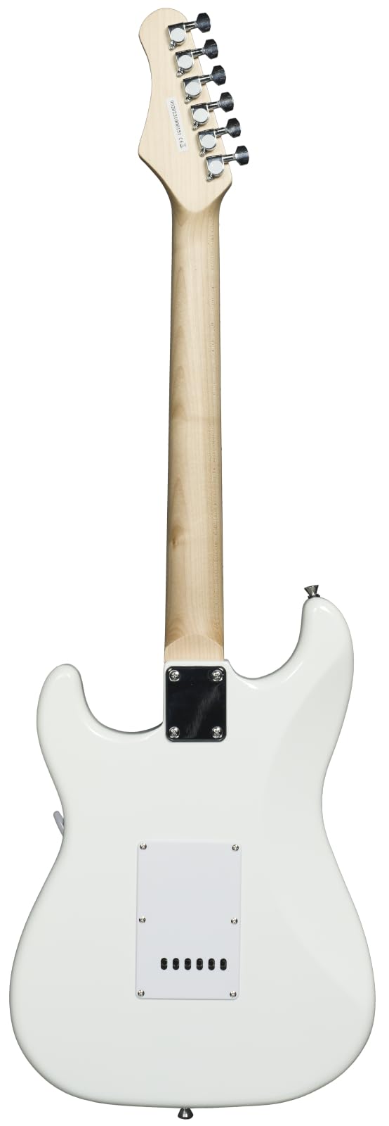 Woodbrass ST100 Chitarra elettrica, bianca - Chitarra versatile ideale per principianti - Corpo in forma ST - Tastiera in tiglio americano - Stile rock, pop, funk, country, hard, metal