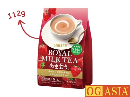 Nitto Royal Milk Tea Erdbeere - Japanischer Instant Milchtee mit Erdbeergeschmack - 8 Sticks - OG ASIA - 112g