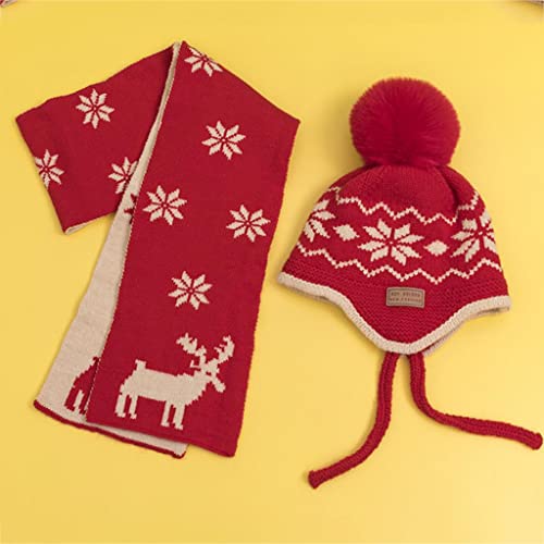 Conjunto de gorro de ciervo de Navidad y bufanda de punto para niños mayores de 3 años 6