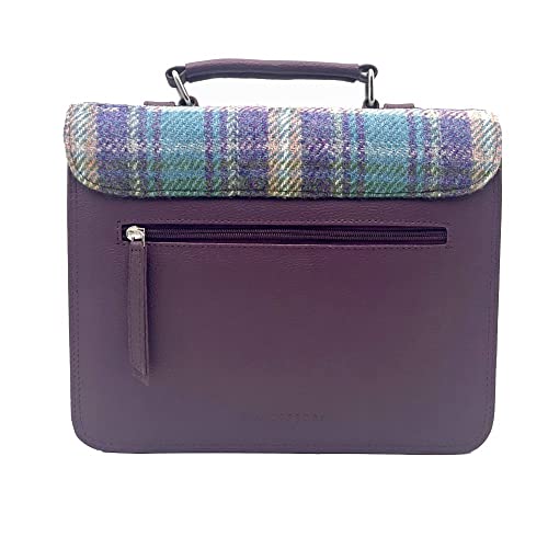 Ladies Messenger Bag with Adjustable Cross Body Strap,100% Harris Tweed & Vegan Leather, 8.6' x 8.4' x 2.7'2