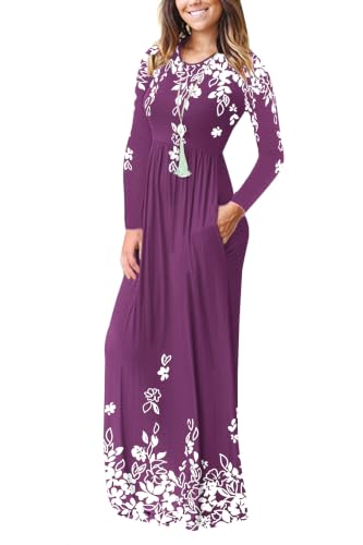 Image of AUSELILY Women's Classic Long Sleeve Dress Loose Plain Long Casual Maxi Dresses with Pockets 2026