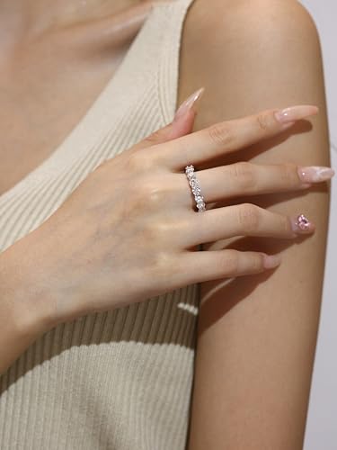 4.5-5.4CTTW Moissanite Wedding Band Ring, 4mm Width Full Eternity Band Ring for Women, D Color VVS1 Round Moissanite Jewelry 925 Sterling Silver, Anniversary and Birthday Gift, All Size3