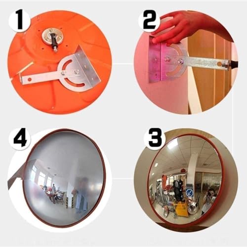 Espejo de tráfico gran angular de 45cm en color rojo para almacenes y oficinas 4