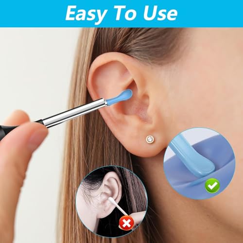 40 Stück Silikon Ohrreiniger-ersatzspitzen zur Ohrenschmalzentfernung für Ohrkamera, Silikon Ohrreiniger Kopf Ohrlöffel Ersatzköpfe Ersatzspitzen für Ohrkameraspitzen Zubehör (Blau)