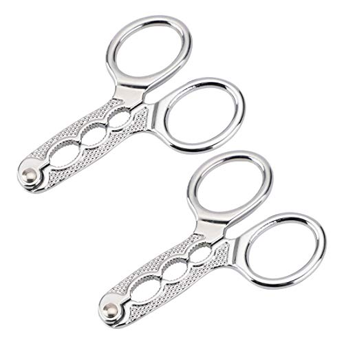 uxcell Metal Home Pistachio Nuts Melon Sunflower Seeds Pliers Scissor 2 Pcs Silver