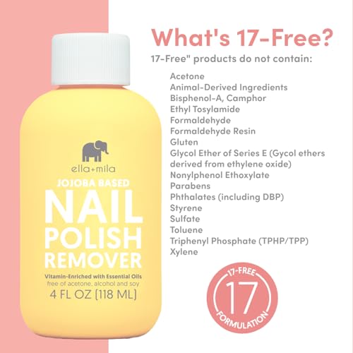 ella+mila Jojoba Nail Polish Remover Non-Acetone Nail Polish Remover - Non-Toxic Fingernail Polish Remover - Enriched With Jojoba oil & Vitamins (4 fl oz) Yellow - Thumbnail 5