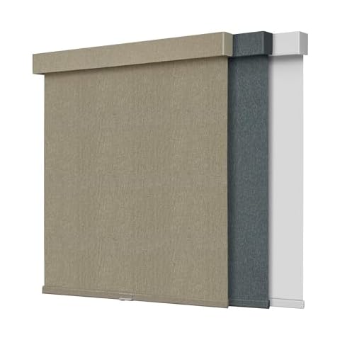 UNISHADES 100% Blackout Artificial Linen Cordless Roller Shades for Indoor Windows, Roller Blinds for Home, for Window Size 37" W × 72" H Light Coffee Cover