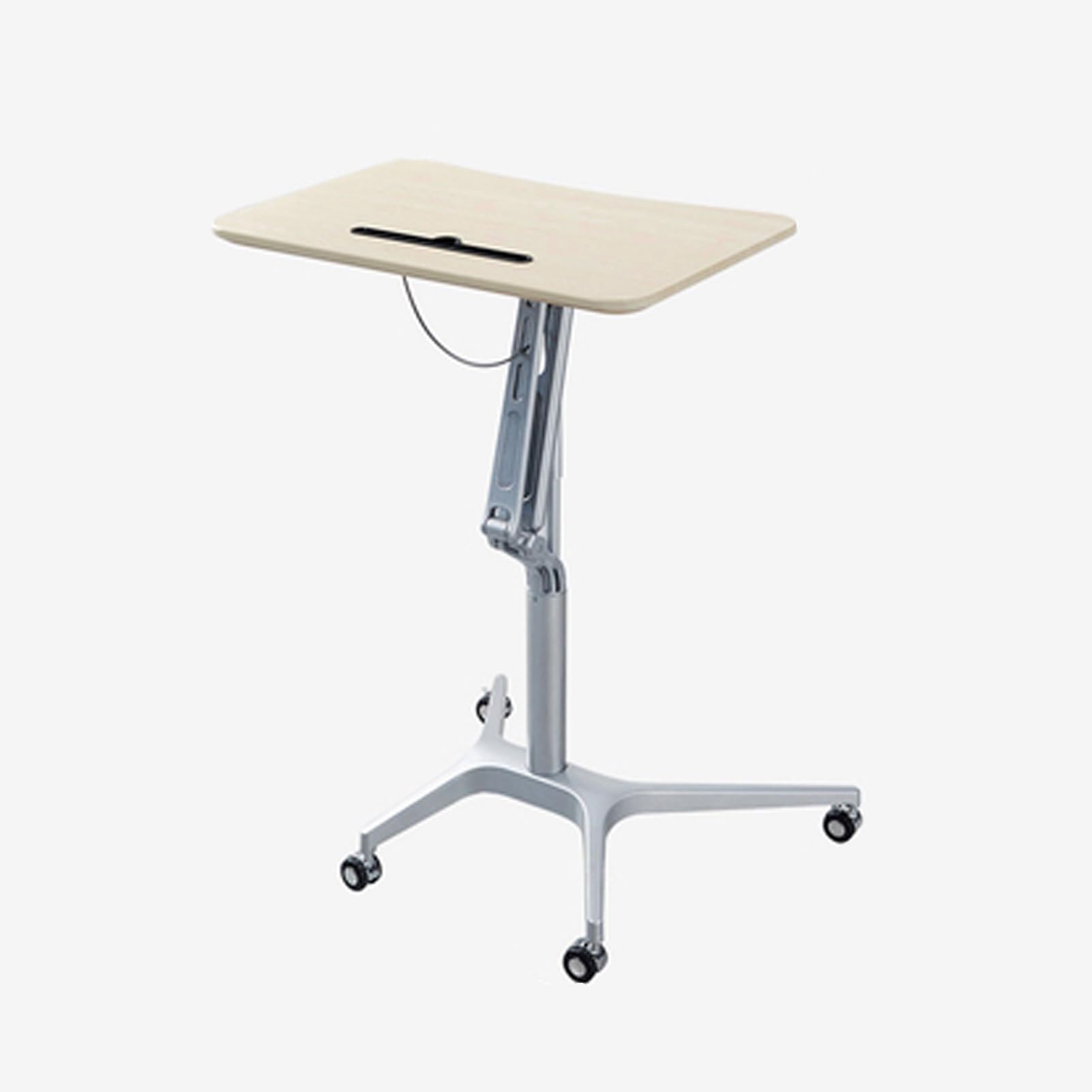DUANHOZ Walnut Mobile Sit-to-Stand Podium with Wheels, Height Adjustable Stand-Up Workstation, Portable Lectern for Home, Office & Classroom Use