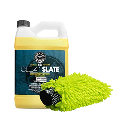 Chemical Guys Cws_803 Clean Slate Deep Surface Cleaning Car Wash Soap, 128 Fl Oz (1 Gallon), Citrus Scent Chenille Premium Scratch-Free Microfiber Wash Mitt #TOP13