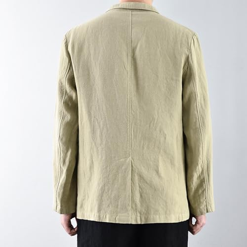 GIBZ Men's Japanese Linen Blazer Simple Solid Color Lapel Suit Jacket 2 Button Loose Sport Coat with Pocket3