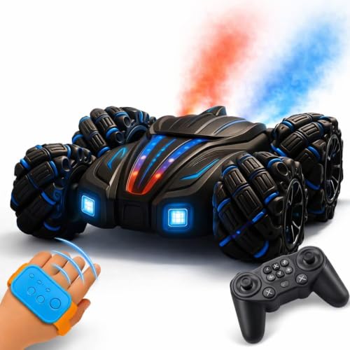 Image of RC 4X4 Remote Control Double Smoke Hand Sensor Extreme Drift Car Toy for Kids Boys Adults Gesture Control Sports Racing 360 Spray Mist 4 + Years | Double Smoke Spray Mist, 360 Gesture Control, Hand Sensor Remote Control, RGB Lights, Rechargeable