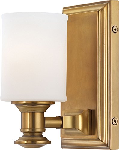 Minka Lavery Wall Light Fixtures Harbour Point 5171-249 Glass Reversible 100w (8"H x 4"W) Vanity Light in Brass