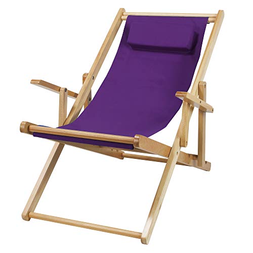 Casual Home Adjustable Sling Chair Natural Frame, Purple Canvas #TOP5