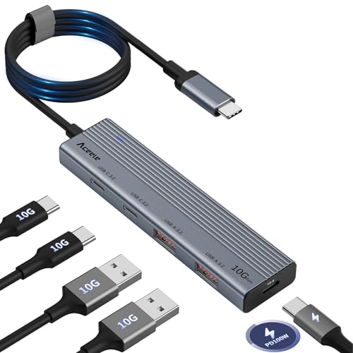 Hub USB 4 Ports 3.0 - Câble De 1,2 M - Interrupteurs Individuels LED - Pour PC, MacBook, Disque Dur, Clé USB - 5