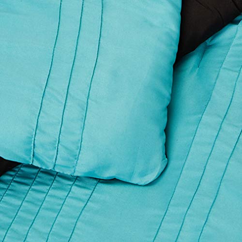 Chezmoi Collection Napa 7-Piece Luxury Leaves Scroll Embroidery Bedding Comforter Set (Full, Teal/Gray/Black)