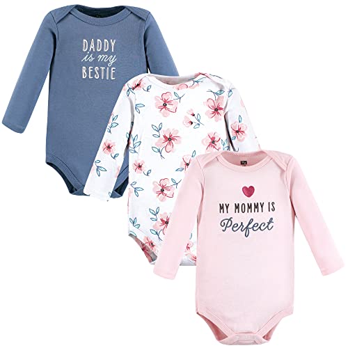 Image of Hudson Baby baby-girls Cotton Long-sleeve Bodysuits 3-pack