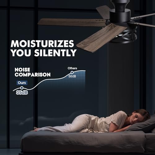 Image of 52 Inch Flush Mount Ceiling Fans with Lights and Remote Control, Low Profile Farmhouse Ceiling Fan for Bedroom Living Room and Patio, Black Caged Ceiling Fan for Indoor and Outdoor(NO BULBS)