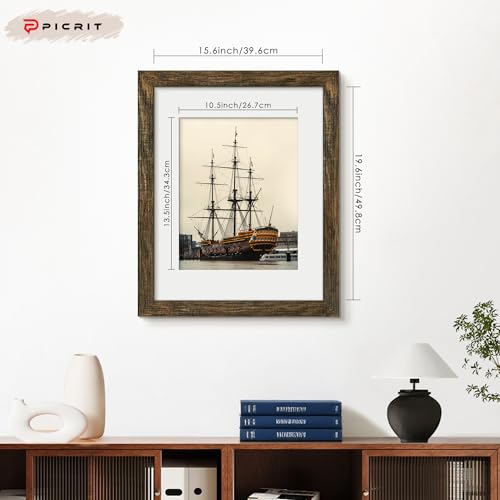 Picrit 16x20 Picture Frame 3 Pack, Brown Poster Frame, Display Poster 11 x 14 with Mat or 16 x 20 without Mat for Horizontal or Vertical Wall Mounting