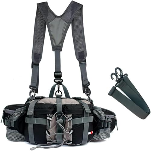 ウエストバッグ 防水 多機能タクティカルバッグ クロスボディバッグ ベルト スプライシング 軽量 収納 クロスボディバッグ バックパック ユニセックス ブラック (ブラック)