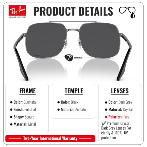 Image of Ray-Ban RB3699 Square Shaped Sunglasses for Men & Women with Official RAYBAN Eyewear Kit