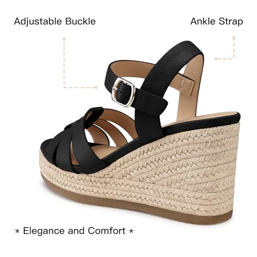 Image of TEMOFON Wedge Sandals for Women Dressy: Platform Wedge Espadrilles Sandals - Comfortable Summer Casual Open Toe Strappy Shoes Size 5-11