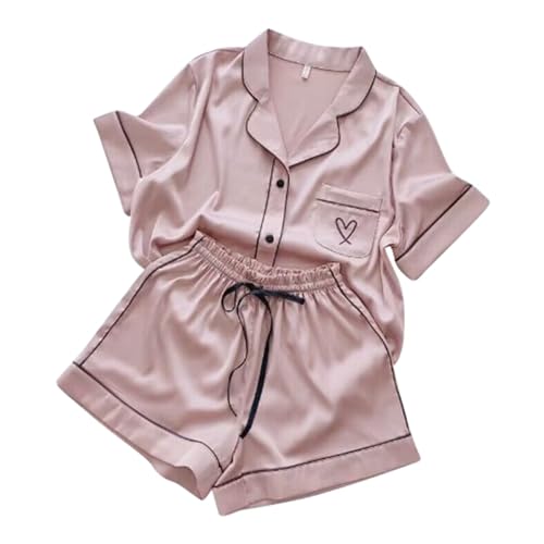 Genérico Pijamas de Mujer, Ropa para el de Hielo y otoño, Tops y Pantalones Cortos, Trajes Que Pueden Usar, Conjunto de Dos Piezas de Verano (L)