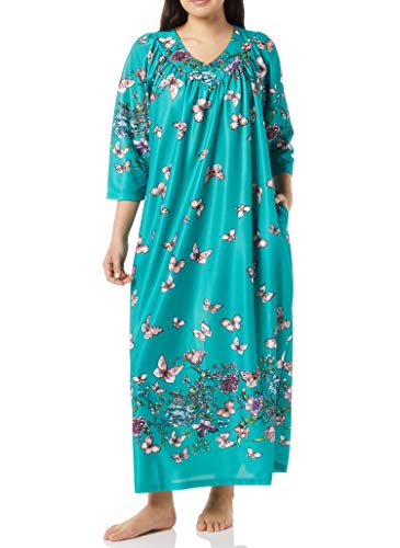 AmeriMark Hawaiian Muu Muu Caftan Casual House Dress Long Length with Pockets Teal XL