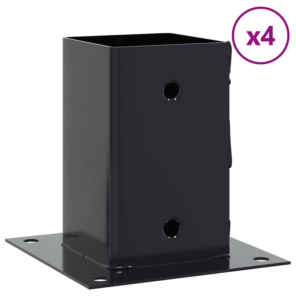 vidaXL Basi per Pali Quadrati 4 pz 91x91 mm Acciaio Verniciato Polvere, base di recinzione in cemento, base del palo della recinzione, supporto del palo in metallo