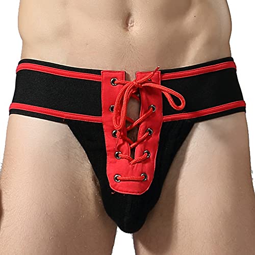 Fangkun Men's Underwear Jockstrap Athletic Supporters Men Lace Up Briefs Thong Width Waistband Sexy Bulge Pouch Jock Strap2