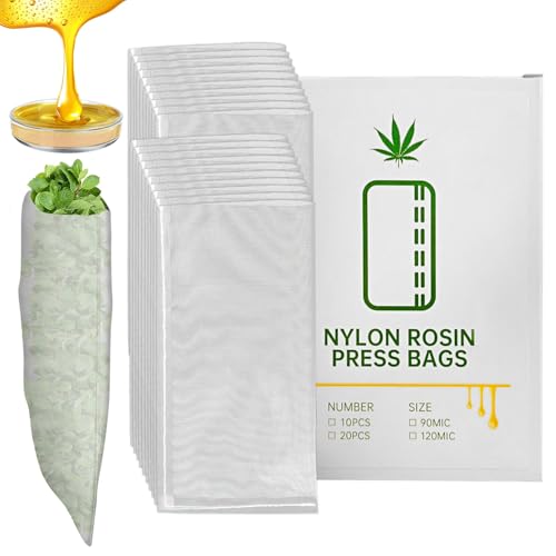 20 Stück Rosin Press Bags Nylon 5x10cm - Doppelt Vernähte Presstaschen mit Hochfestem Mesh-Filter für Harzgewinnung & Öl-Extraktion | Professionelle Rosin Presse Zubehör Kolophonium Taschen(120MICRON)
