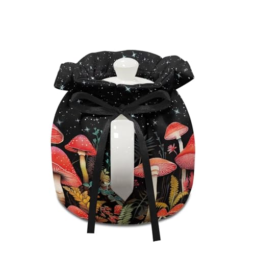 Image of Red Mushroom Kitchen Tea Cosy Breakfast Warmer Heat Preservation & Thermal Insulation Teapot Dust Cover Breakfast Warmer with Drawstring for Home Kitchen Dining Room Table