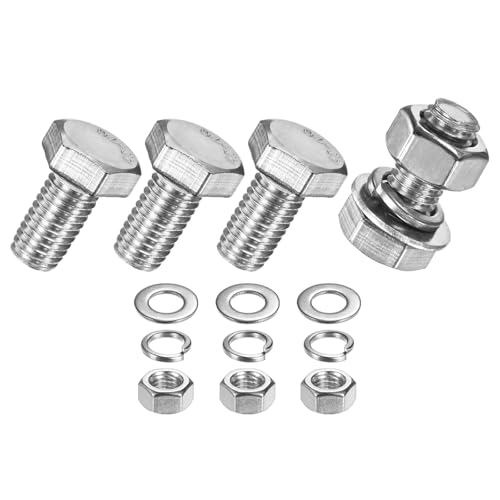 M METERXITY 4-Pack Hex Head Screw Bolt with Nuts Flat &amp; Lock Washers M10x20mm Stainless Steel Bolts and Nuts Kit Fully Threaded Metric Bolt Assortment for Equipment/Machinery