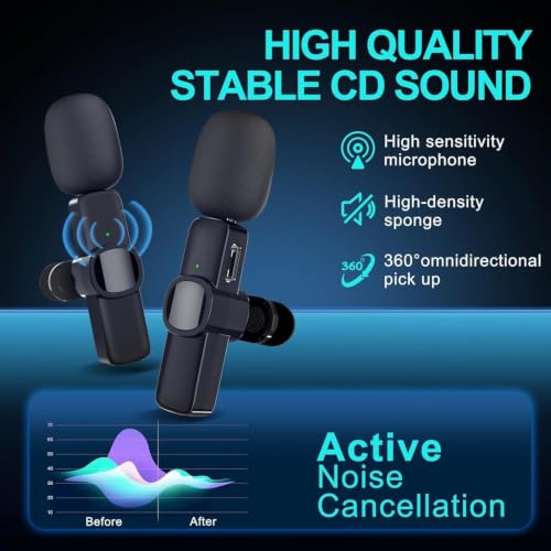 Image of DDLC K9 Wireless Collar Mic Comptable for Android Tablets DSLR Noise Reduction Type-C Lavalier Lapel Mike Shoots Youtubers Video Recording Facebook Live Stream Microphone Creator